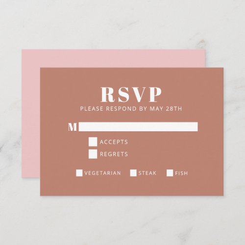 Bold Typography Blush and Terracotta Bat Mitzvah  RSVP Card