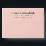 Bold Typography Blush Pink Green Modern Wedding Envelope<br><div class="desc">Bold Typography Blush Pink and Forest Green Modern Wedding Return Address Envelope</div>