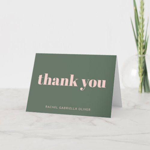 Bold Typography Blush Pink Green Personalized