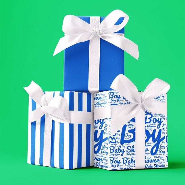 Bold Typography Boy Script Baby Shower  Wrapping Paper Sheets (Creator Uploaded)