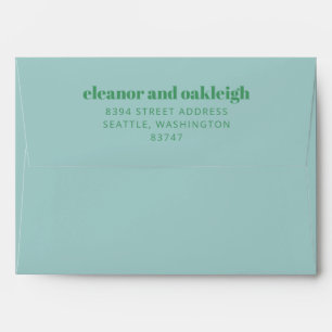 Bold Typography Bright Green Blue Modern Wedding Envelope