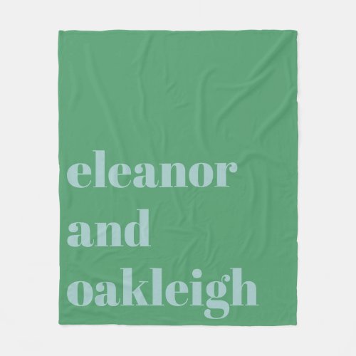 Bold Typography Bright Green Blue Modern Wedding Fleece Blanket