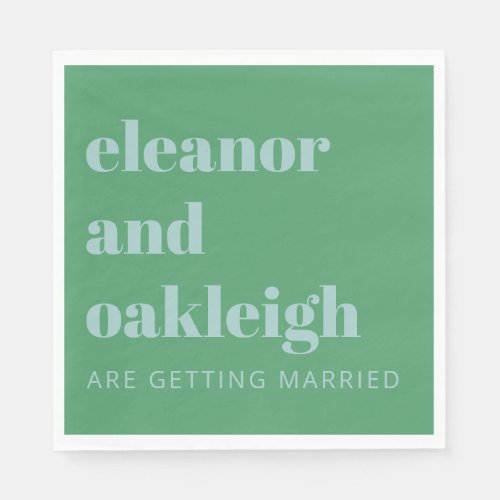 Bold Typography Bright Green Blue Modern Wedding Napkins