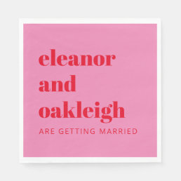 Bold Typography Bright Pink and Red Modern Wedding Napkins