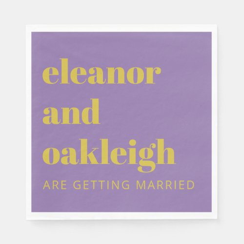Bold Typography Bright Purple Modern Wedding  Napkins