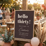 Bold Typography Brown Modern 30th Birthday Welcome Poster<br><div class="desc">This personalized birthday welcome sign features bold, modern typography in a rich brown tone with ivory cream lettering for a stylish milestone celebration. Customize the name, age, and date to match your event details. Available as a printed poster or a digital download, making it easy to display at an entry...</div>