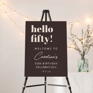Bold Typography Brown Modern 50th Birthday Welcome Foam Board