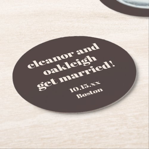Bold Typography Brown Modern Wedding Custom
