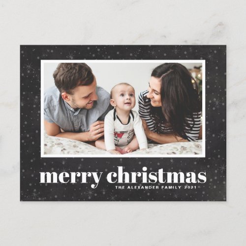 Bold Typography Chalkboard Merry Christmas Photo Holiday Postcard