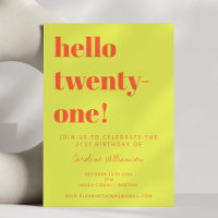 Bold Typography Chartreuse Modern 21st Birthday