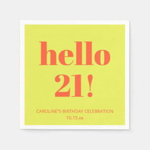 Bold Typography Chartreuse Modern 21st Birthday Napkins