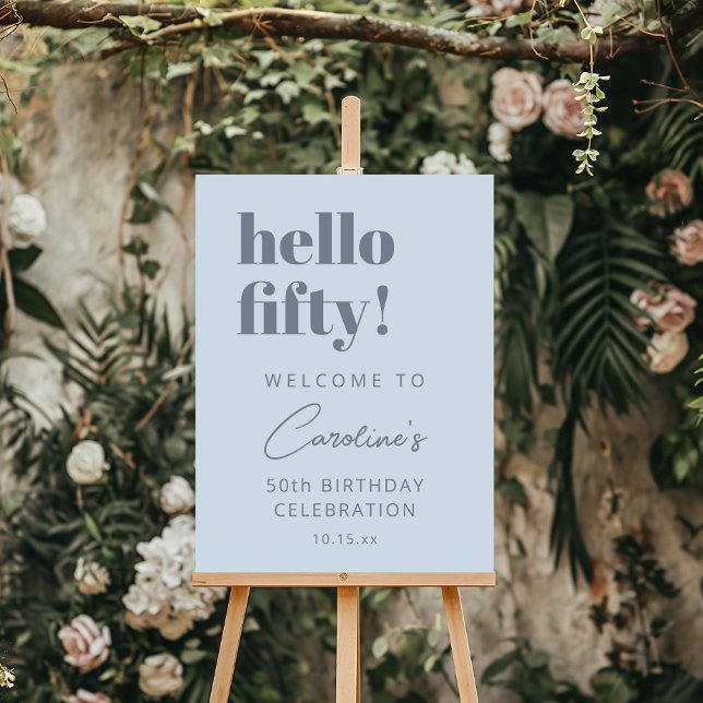 Bold Typography Cool Blue Modern Birthday Welcome Foam Board (Creator Uploaded)