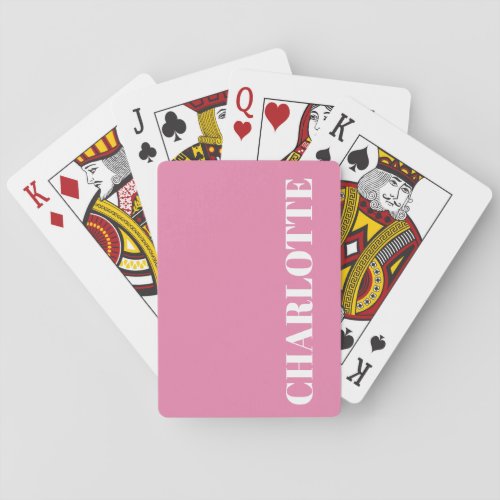 Bold Typography Custom Colorful Pink Name Playing Cards