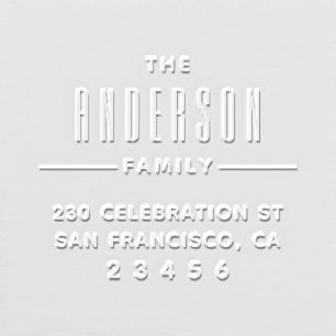 Bold Typography Custom Family Name Return Address Embosser