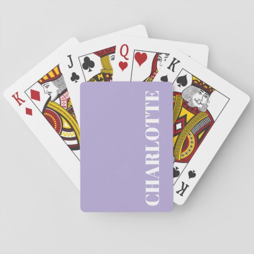Bold Typography Cute Purple Simple Custom Name Poker Cards