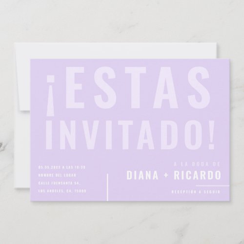 Bold Typography Digital Lilac ESPAOL 2 Wedding Invitation