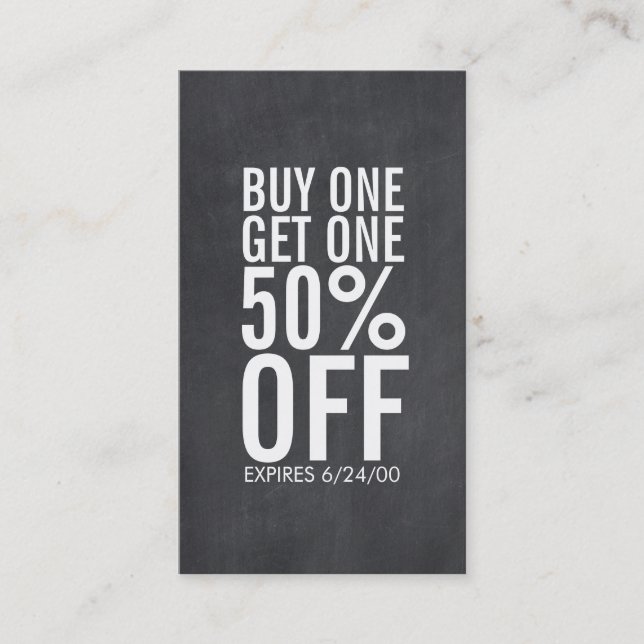 Bold Typography Discount Coupon Chalkboard (Front)
