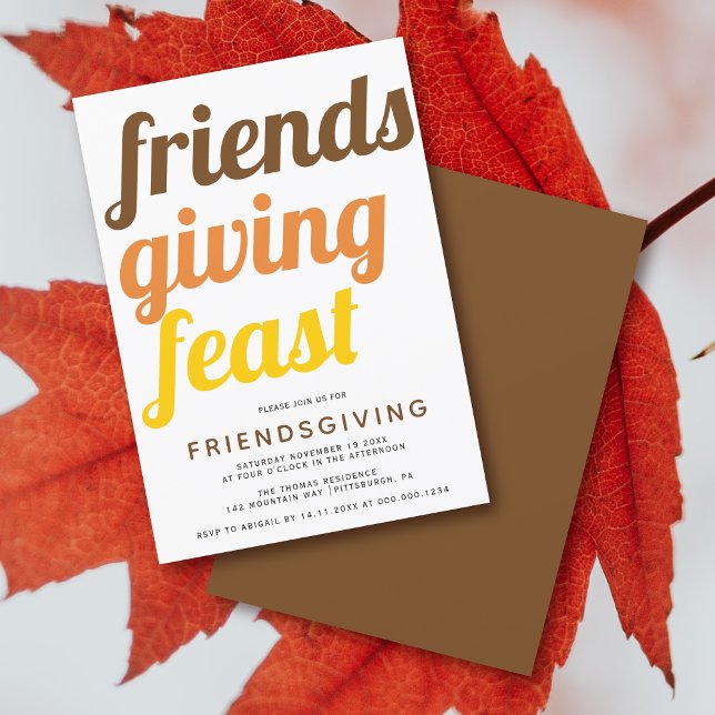 Bold typography Friendsgiving fall color Invitation (Creator Uploaded)