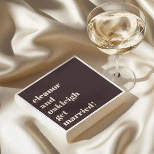 Bold Typography Fun Brown Custom Modern Wedding Napkins