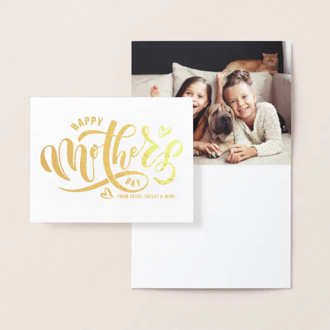 Bold Typography Happy Mother's Day Photo Foil Card Zazzle