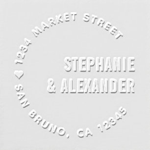 Bold Typography & Heart Newly Weds Return Address Embosser