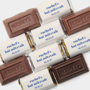 Bold Typography Ivory Blue Custom Cute Bat Mitzvah Hershey's Miniatures