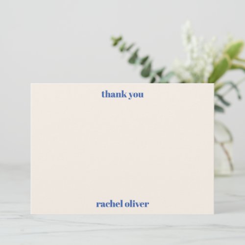 Bold Typography Ivory Blue Custom Cute Bat Mitzvah Thank You Card