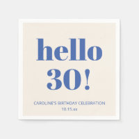 Bold Typography Ivory Blue Modern 30th Birthday