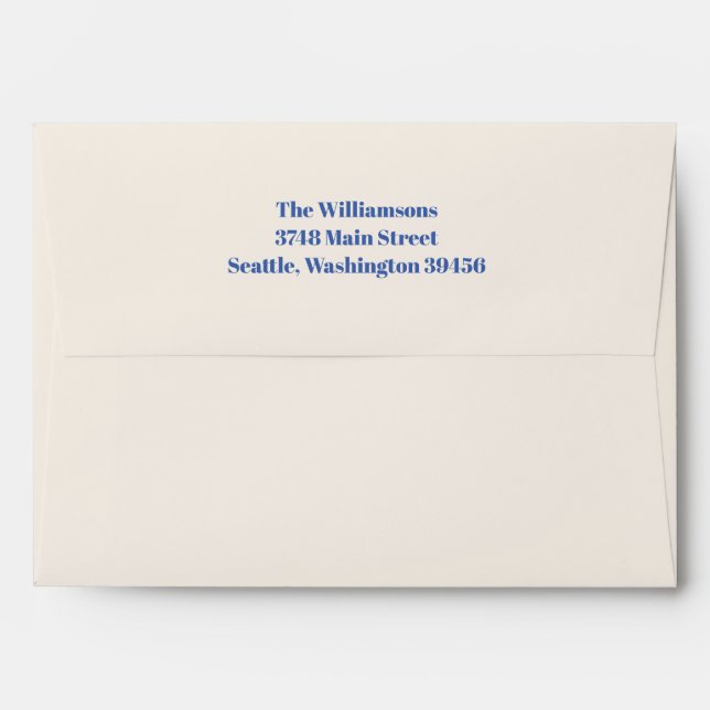 Bold Typography Ivory Blue Modern 50th Birthday  Envelope (Back (Top Flap))