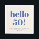 Bold Typography Ivory Blue Modern 50th Birthday  Napkins<br><div class="desc">Bold Typography Ivory and Blue Modern 50th Birthday Party Custom Napkins - age is editable</div>