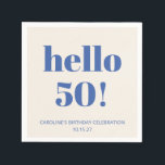 Bold Typography Ivory Blue Modern 50th Birthday  Napkins<br><div class="desc">Bold Typography Ivory and Blue Modern 50th Birthday Party Custom Napkins - age is editable</div>