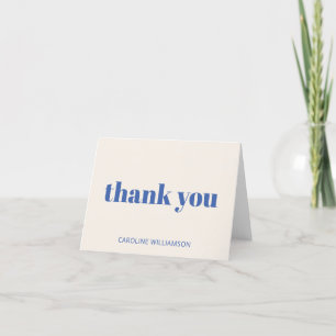 Bold Typography Ivory Blue Modern 50th Birthday Thank You Card
