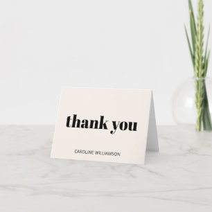 Bold Typography Ivory Modern 50th Birthday Party Letterpress Thank You Card