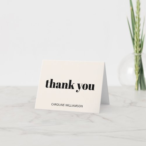 Bold Typography Ivory Modern 50th Birthday Party Thank You Card