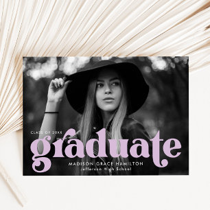 Bold Typography Lilac Photo Graduation Announcement