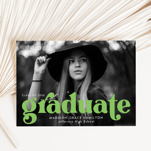 Bold Typography Lime Green Photo Graduation Announcement