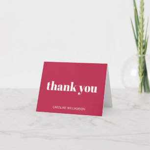 Bold Typography Magenta Red Ivory Modern Birthday Thank You Card