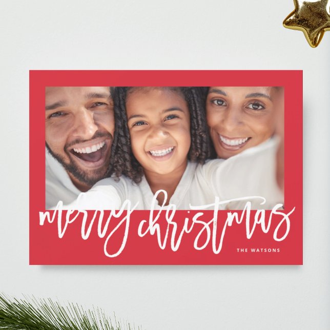 Bold Typography Merry Christmas Photo Holiday Card (Creator Uploaded)