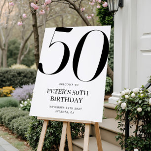 Bold Typography Minimal 50th Birthday Welcome Sign