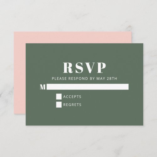 Bold Typography Minimalist Pink Green Bat Mitzvah  RSVP Card