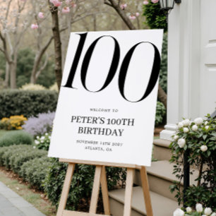 Bold Typography Modern 100th Birthday Welcome Sign