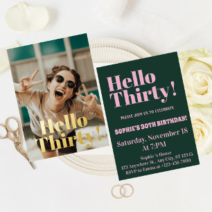  Bold Typography Modern 30th Birthday Party Gold Foil Invitation