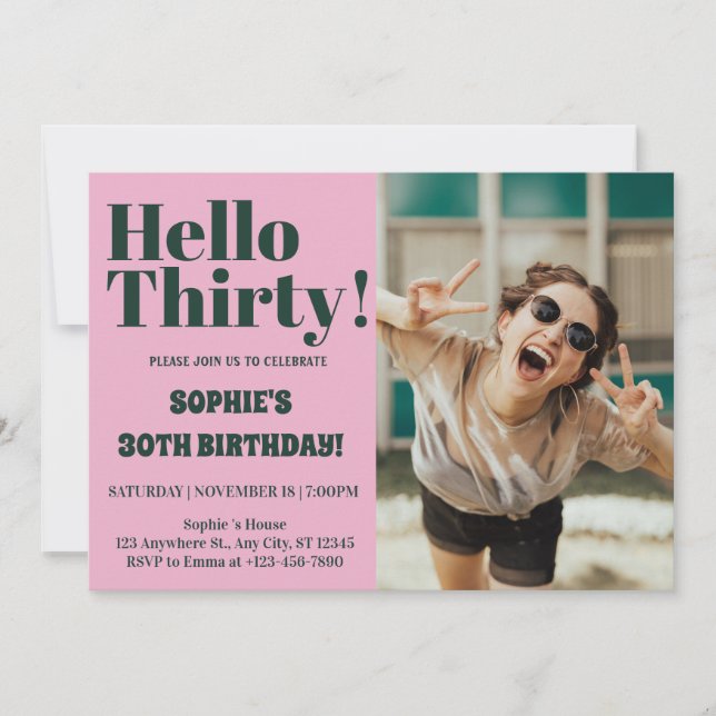 Bold Typography Modern 30th Birthday Photo Party Invitation (Front)