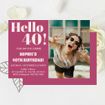 Bold Typography Modern 40th Birthday Photo Party  Invitation<br><div class="desc">Bold Typography Modern 40th Birthday Photo Party Invitation Bold Typography Pink Modern 40th Birthday Party Invitation... Bold Typography Modern 40th Birthday Photo Party Invitation "Turning 40 has never been this chic! Make your milestone birthday an unforgettable one with our Bold Typography Pink Modern 40th Birthday Party Invitation. Be unique, be...</div>