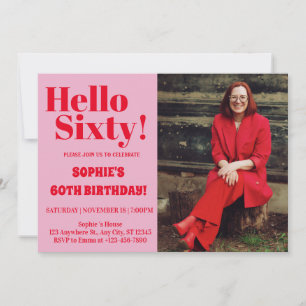 Bold Typography Modern 60th Birthday Photo Party Invitation