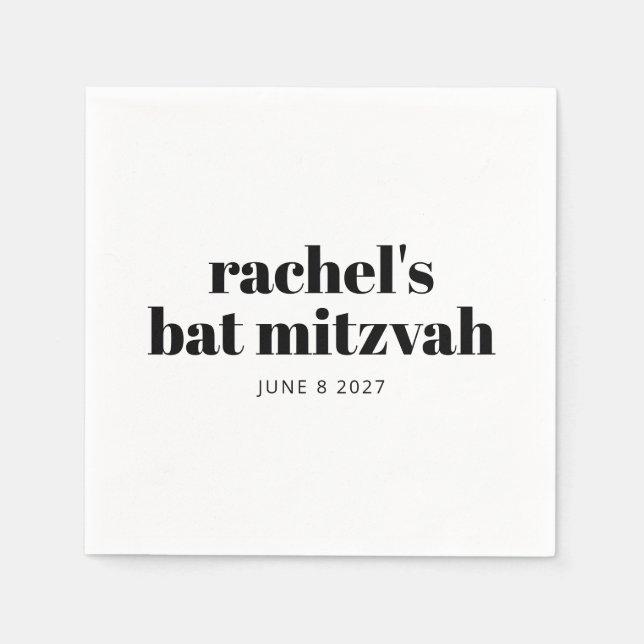 Bold Typography Modern Black White Personalized  Napkins (Front)