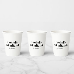 Bold Typography Modern Black White Personalized Paper Cups
