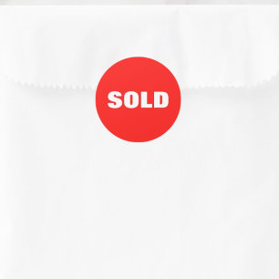 Bold Typography Modern Bright Red Custom Sold Classic Round Sticker