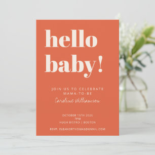 Bold Typography Modern Burnt Orange Baby Shower Invitation