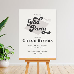 Bold Typography Modern Grad Party Sign